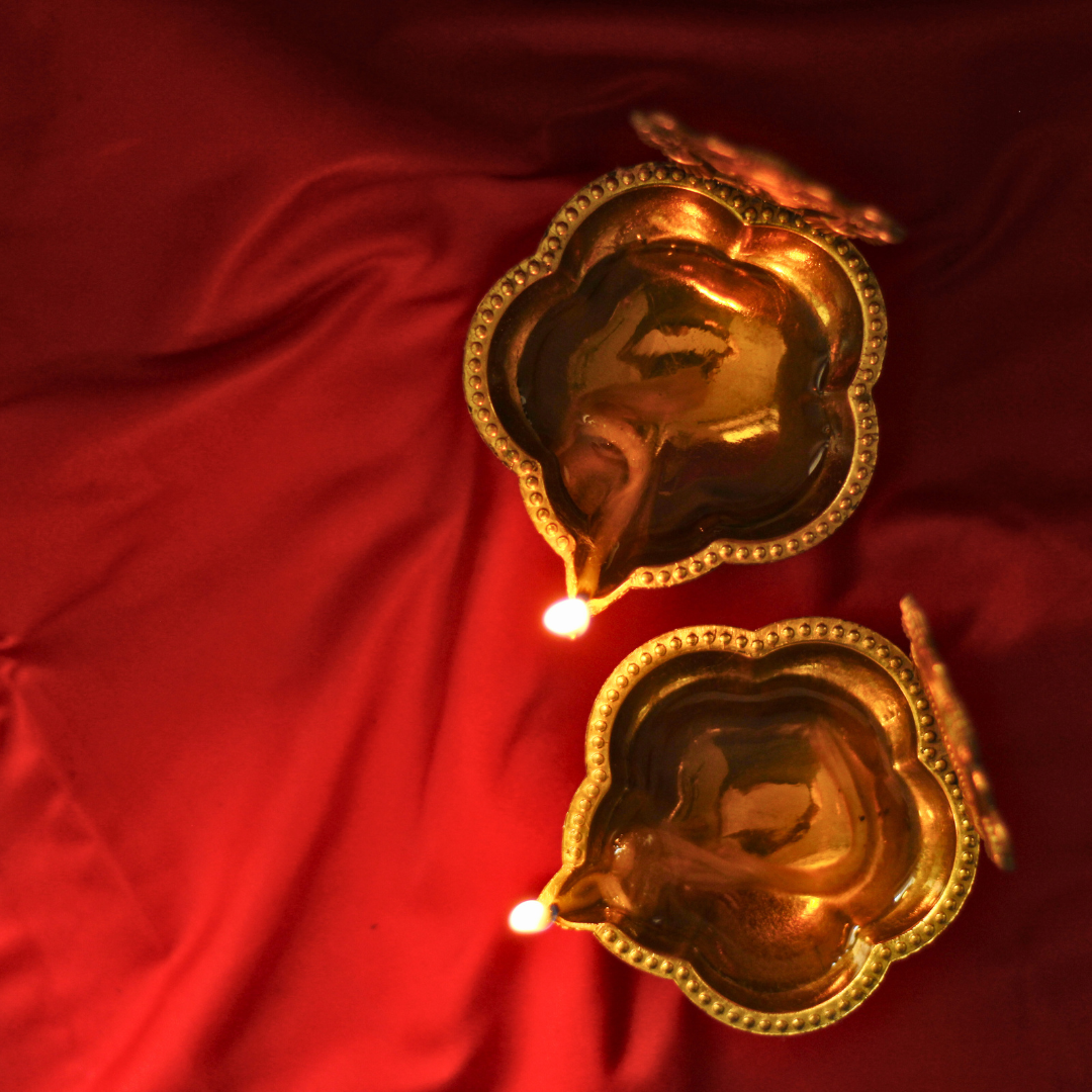 Divine Brass Shankh Chakra Diyas for Home Temple (set of 2) | Invite Prosperity & Abundance | Gift Box