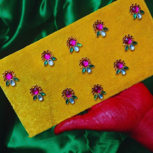 Handcrafted Large Cash Shagun Envelopes - Floral Buti Yellow Velvet, King Size