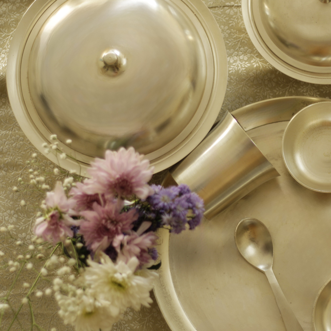 Pure Silver Plated Serving Bowl | Ayurvedic Handcrafted Serveware for Elegant Dining