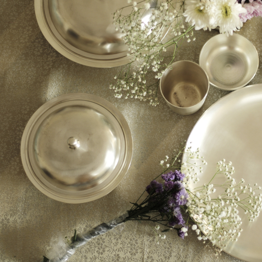 Pure Silver Plated Brass Serving Bowl, 8 Inches