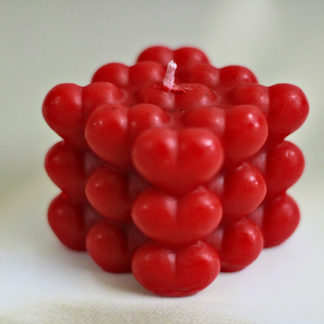 Bold Red Heart Bubble Candle – A Statement of Love & Style