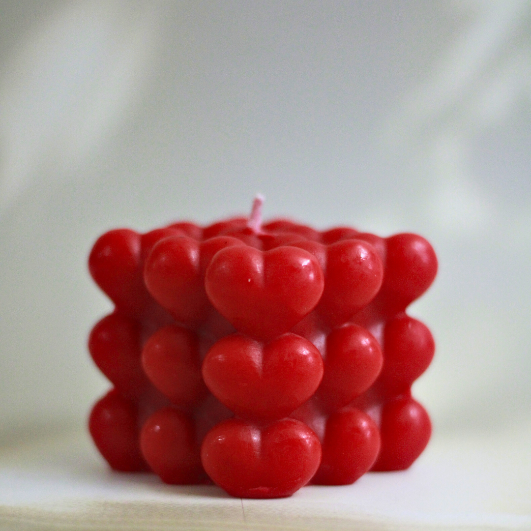 Bold Red Heart Bubble Candle – A Statement of Love & Style
