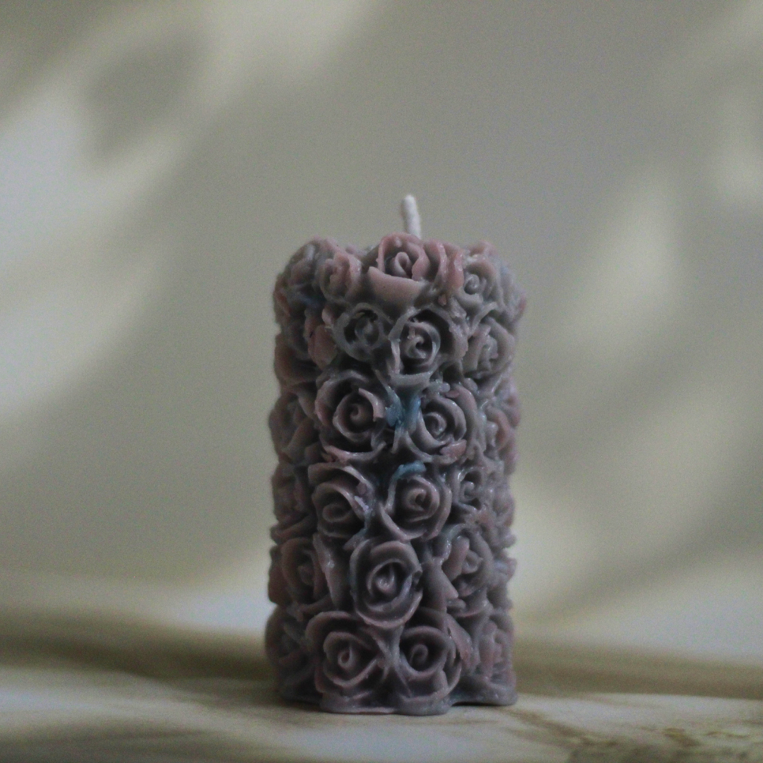 Hand poured Soy Wax Rose Pillar Candle | Elegant Home Decor