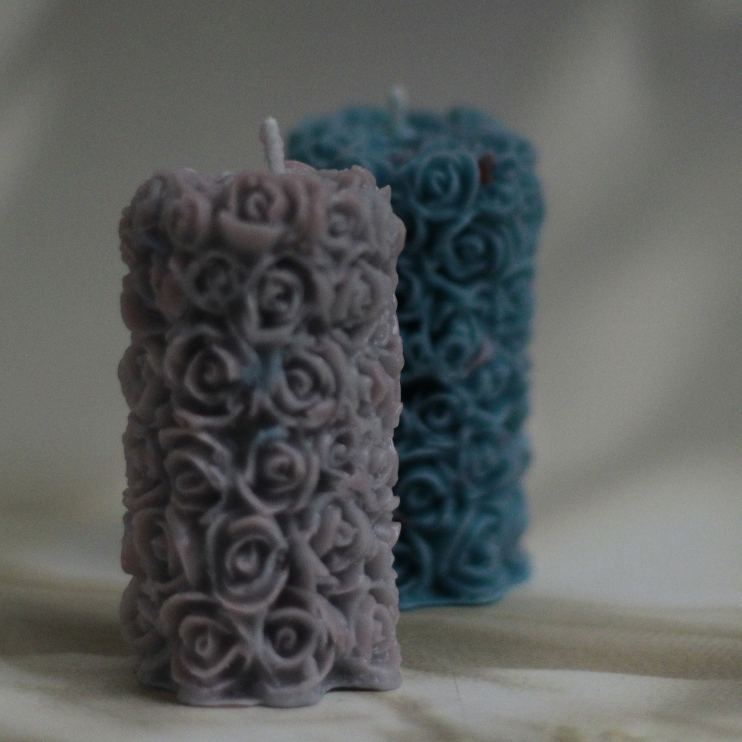 Hand poured Soy Wax Rose Pillar Candle | Elegant Home Decor