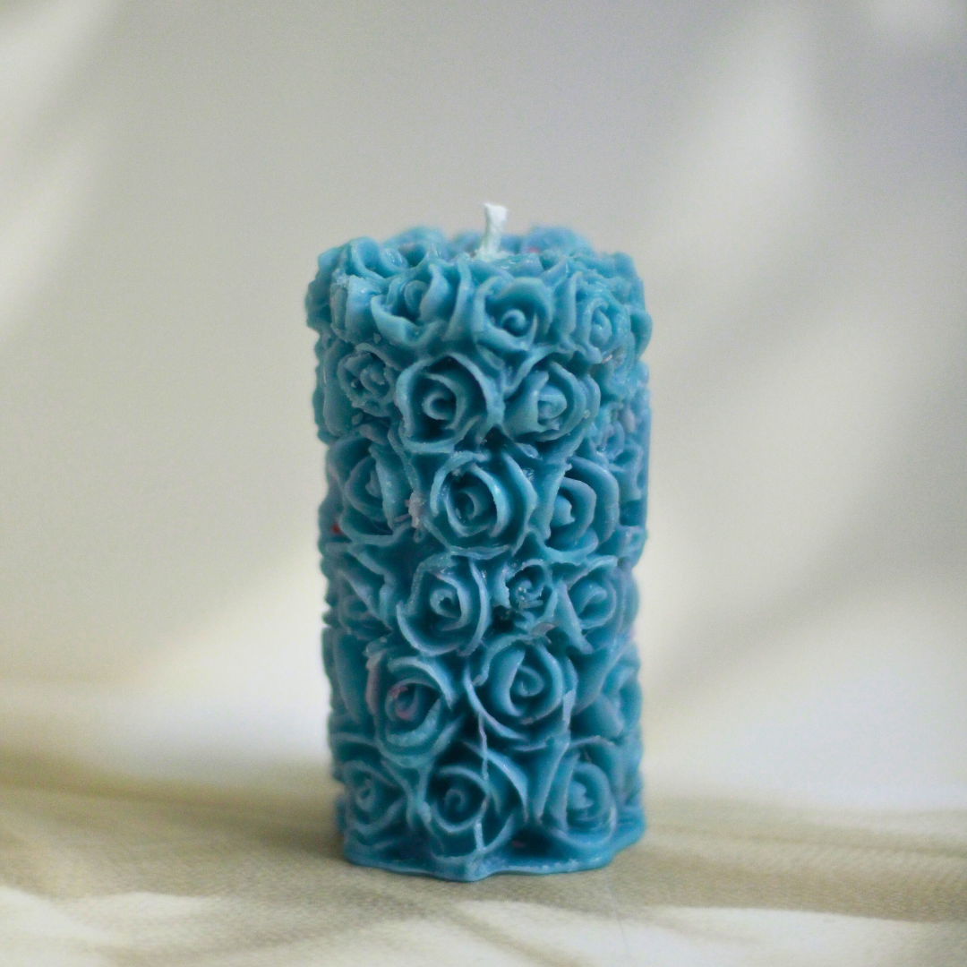 Hand poured Soy Wax Rose Pillar Candle | Elegant Home Decor