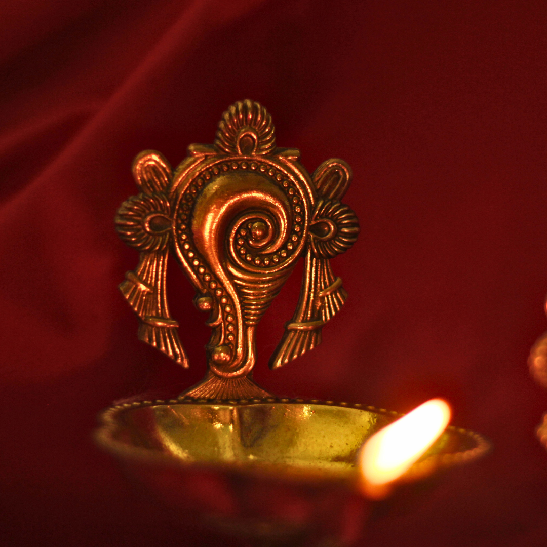 Divine Brass Shankh Chakra Diyas for Home Temple (set of 2) | Invite Prosperity