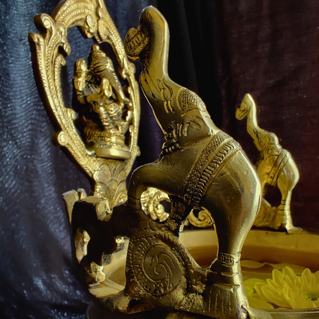 Antique Brass Large Ganesha Urli | Pooja Urli Puja item