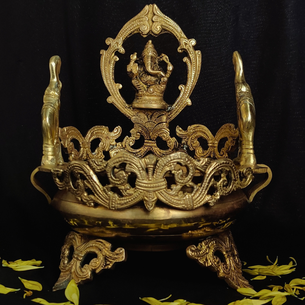 Antique Brass Large Ganesha Urli | Pooja Urli Puja item