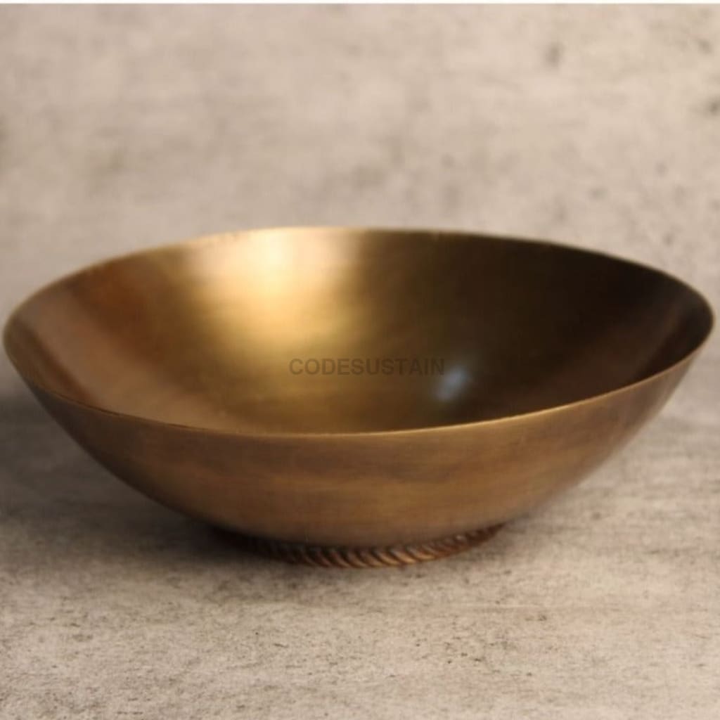 Sudha Antique Brass Bowl | Fruit Bowl | Pasta Bowl | Serving Bowl - Codesustain