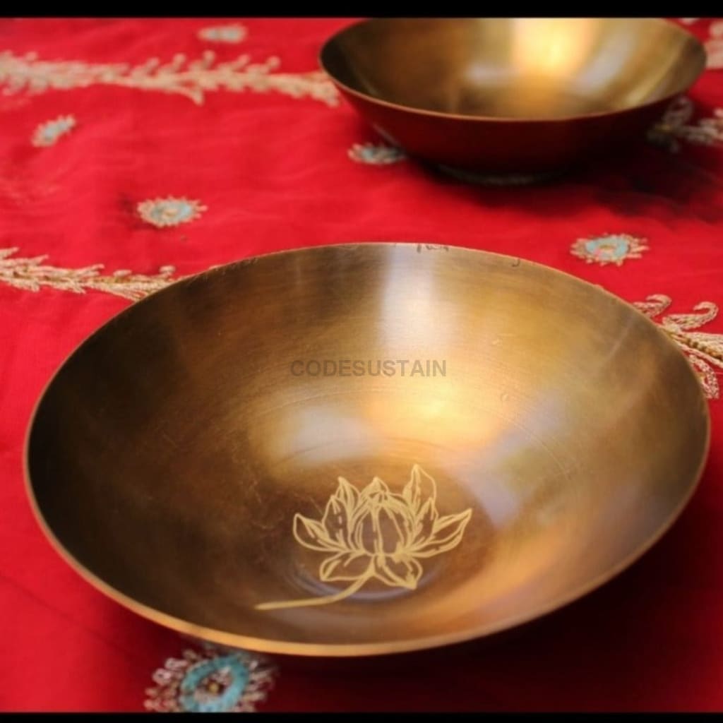 Sudha Antique Brass Bowl | Fruit Bowl | Pasta Bowl | Serving Bowl - Codesustain