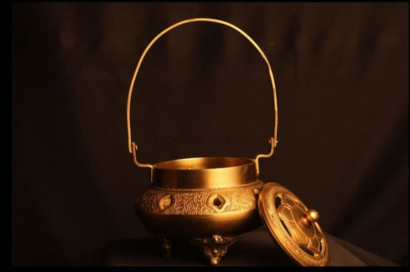 Mandu Ancient Brass Loban Daan | Akhand Diya Lamp | Home Purifying Lamp - Codesustain