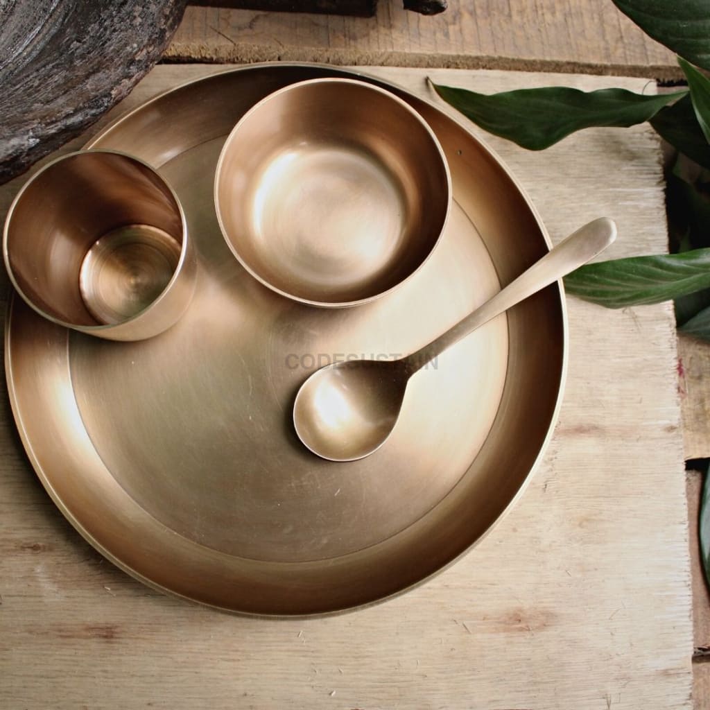 Antique Kansa Mini Thali Set | Bronze Baby