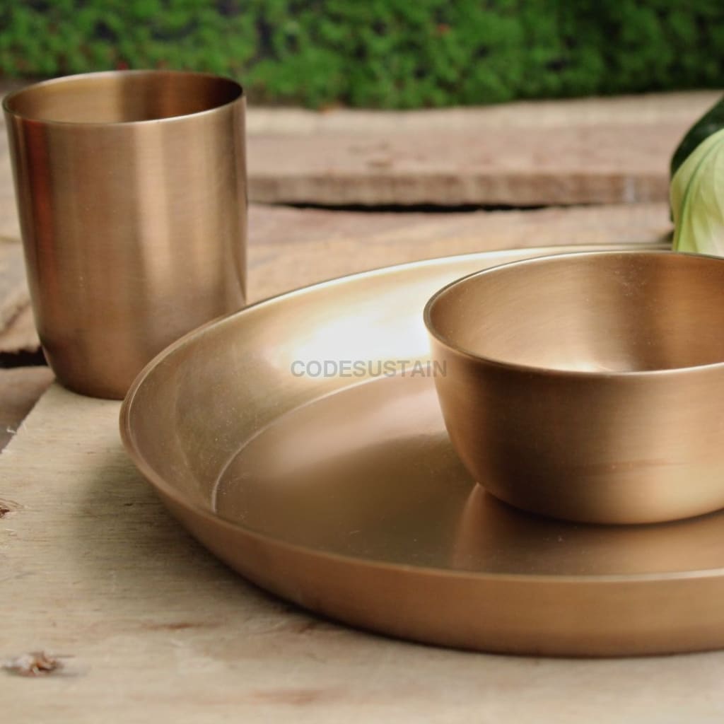 Antique Kansa Mini Thali Set | Bronze Baby