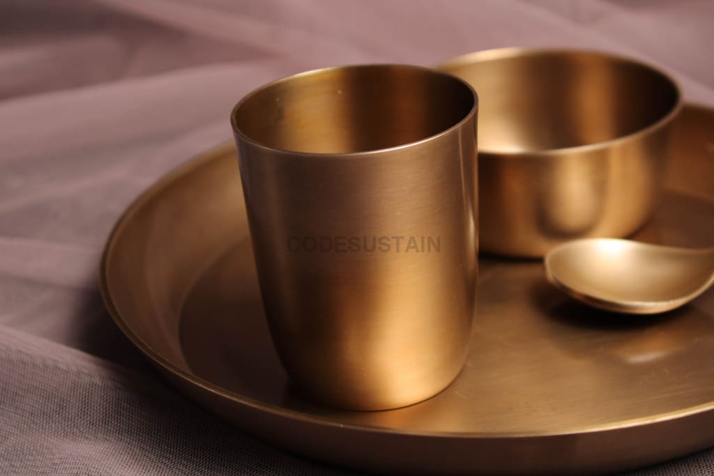 Ayās Antique Kansa Mini Thali Set | Bronze Baby Thali Set - Codesustain