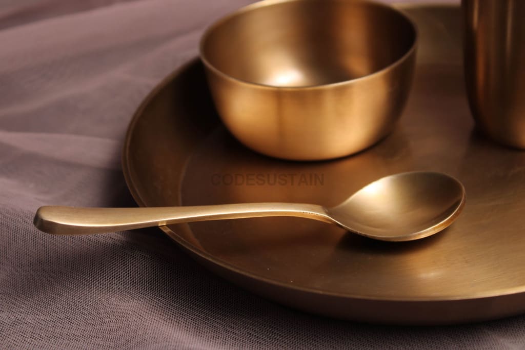 Ayās Antique Kansa Mini Thali Set | Bronze Baby Thali Set - Codesustain