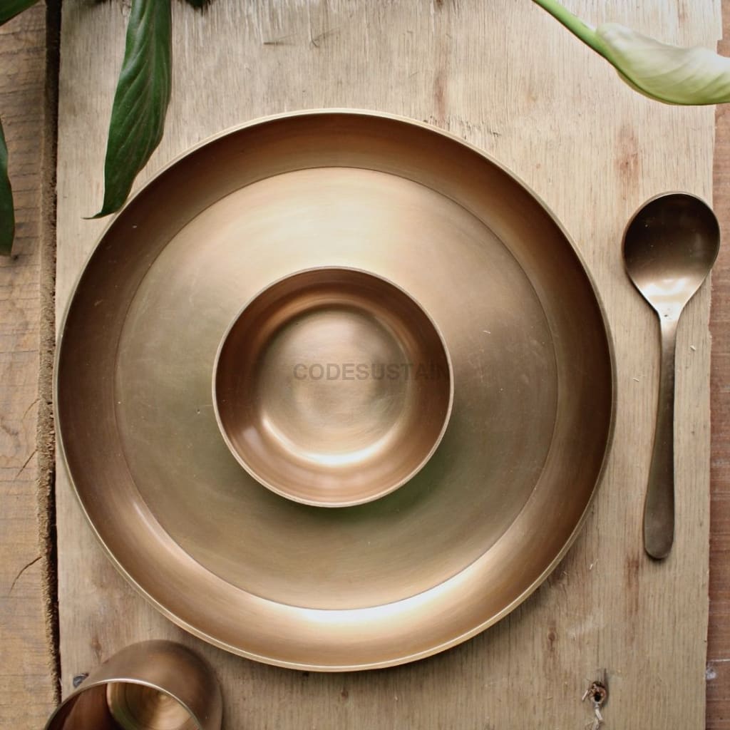 Antique Kansa Mini Thali Set | Bronze Baby