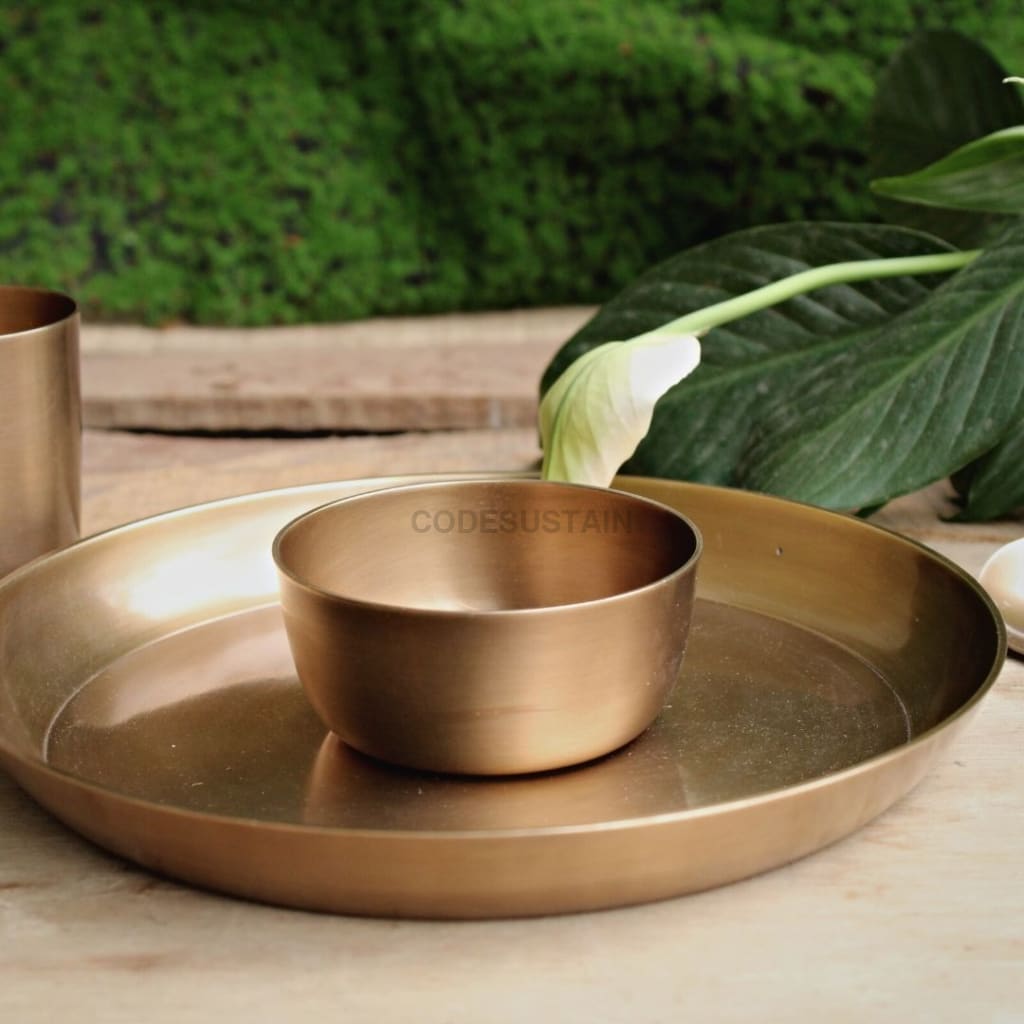 Antique Kansa Mini Thali Set | Bronze Baby