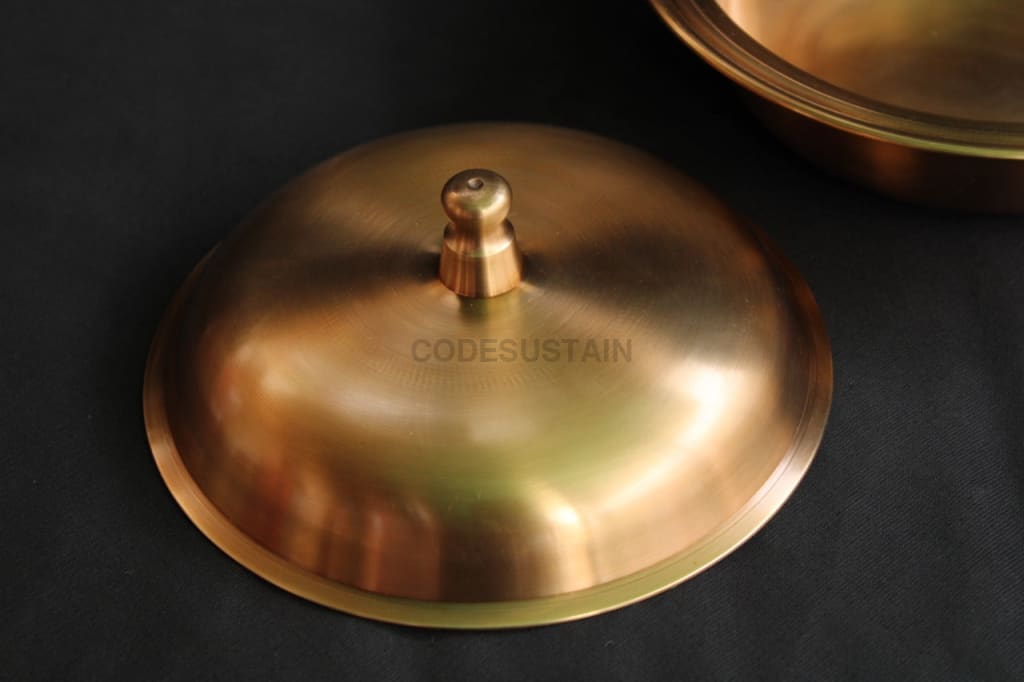 Ayās Antique Kansa Serving Bowl | Bronze Dinner Bowl | Kansa Multi-purpose Bowl with Lid - Codesustain