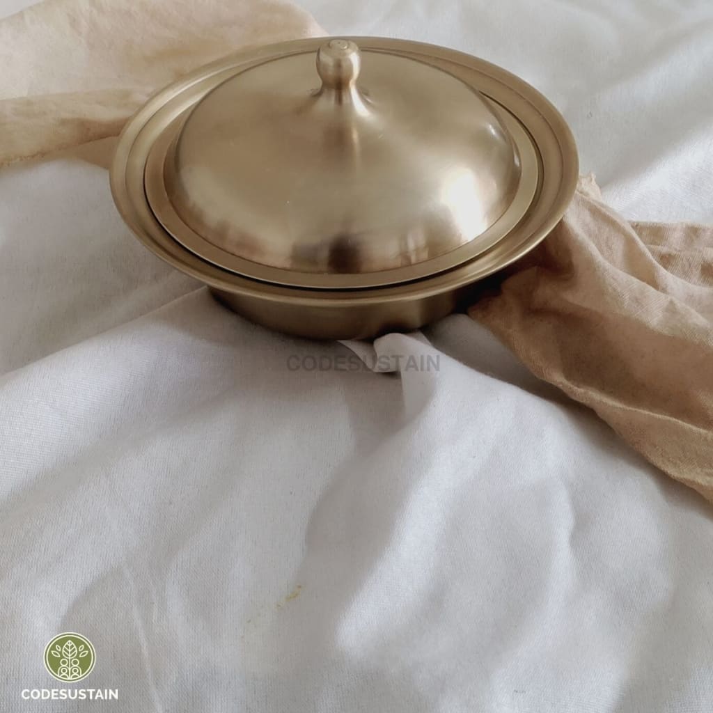 Ays Antique Kansa Serving Bowl | Bronze Dinner Multi-Purpose With Lid Serveware