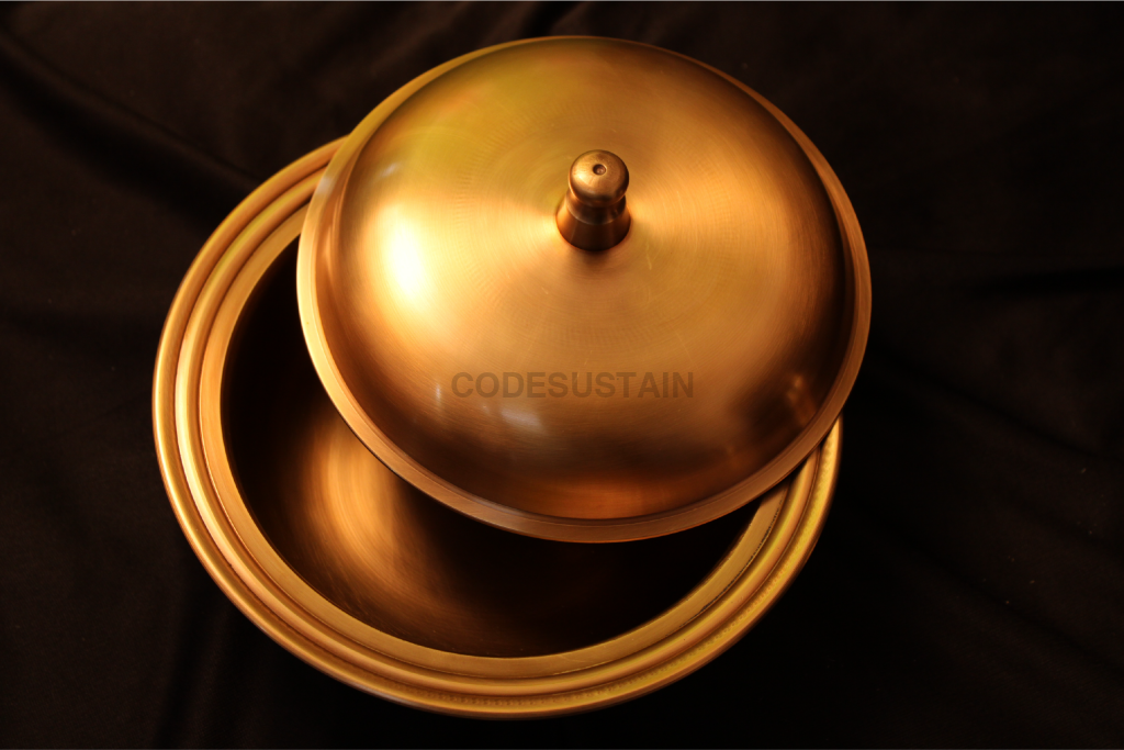 Ayās Antique Kansa Serving Bowl | Bronze Dinner Bowl | Kansa Multi-purpose Bowl with Lid - Codesustain