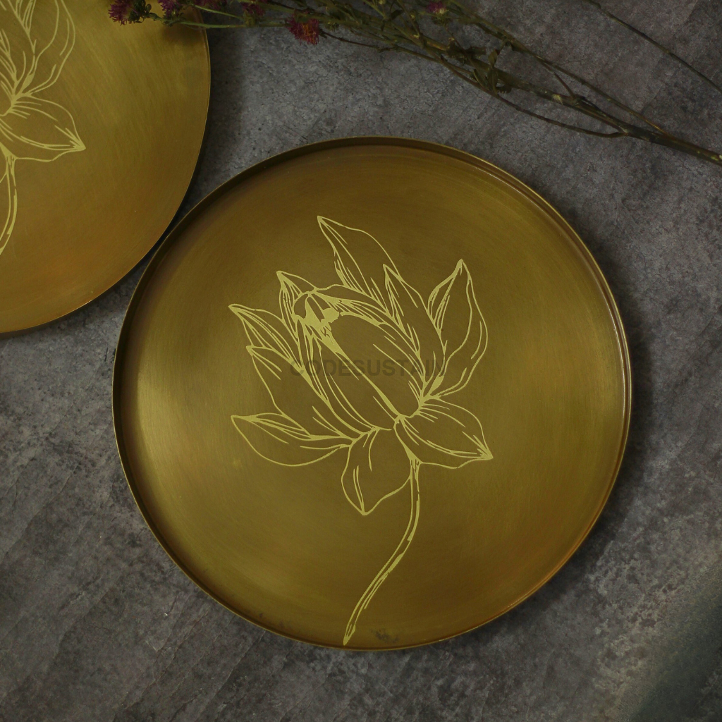 Antique Malabar Brass starter Plate | Gift Box Dessert Plate
