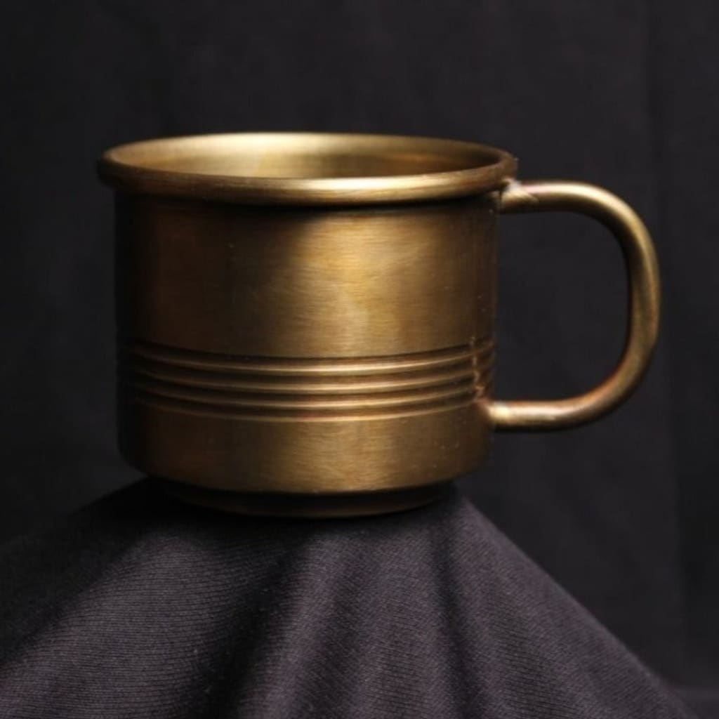 Ayās Antique Ribbed Brass Cup | Antique Pital Ribbed Tea | Coffee Cups - Codesustain