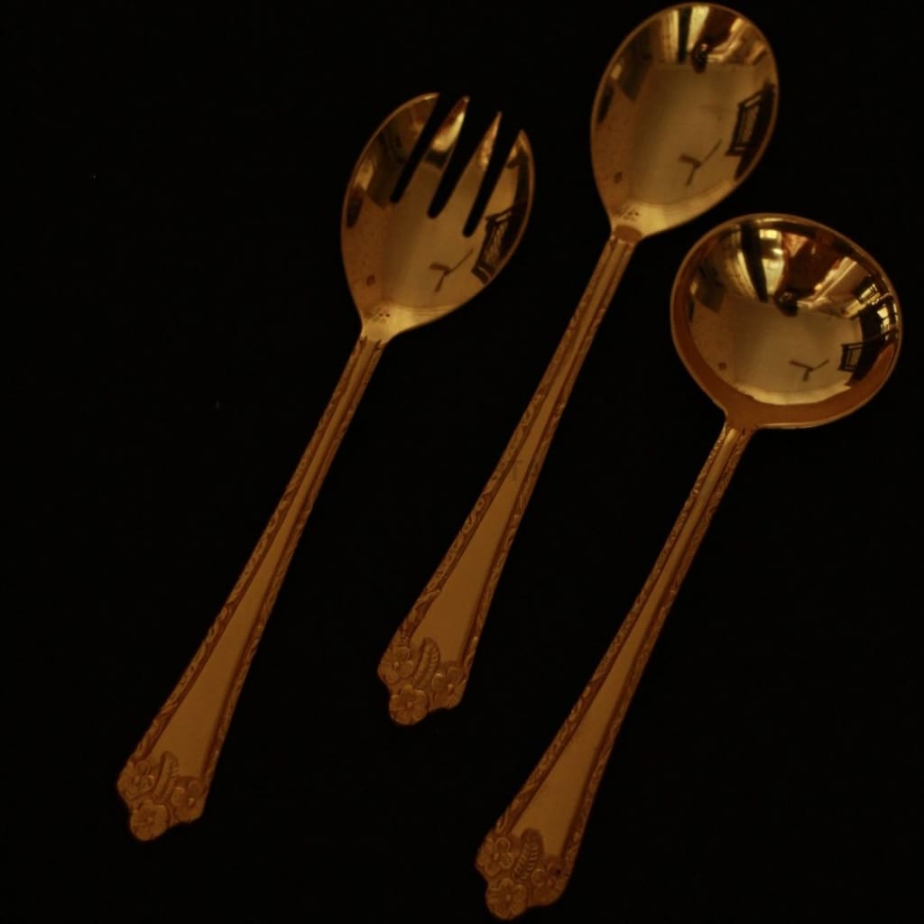 Artistic Brass Big Cutlery Set L 27 Pieces Set Serveware