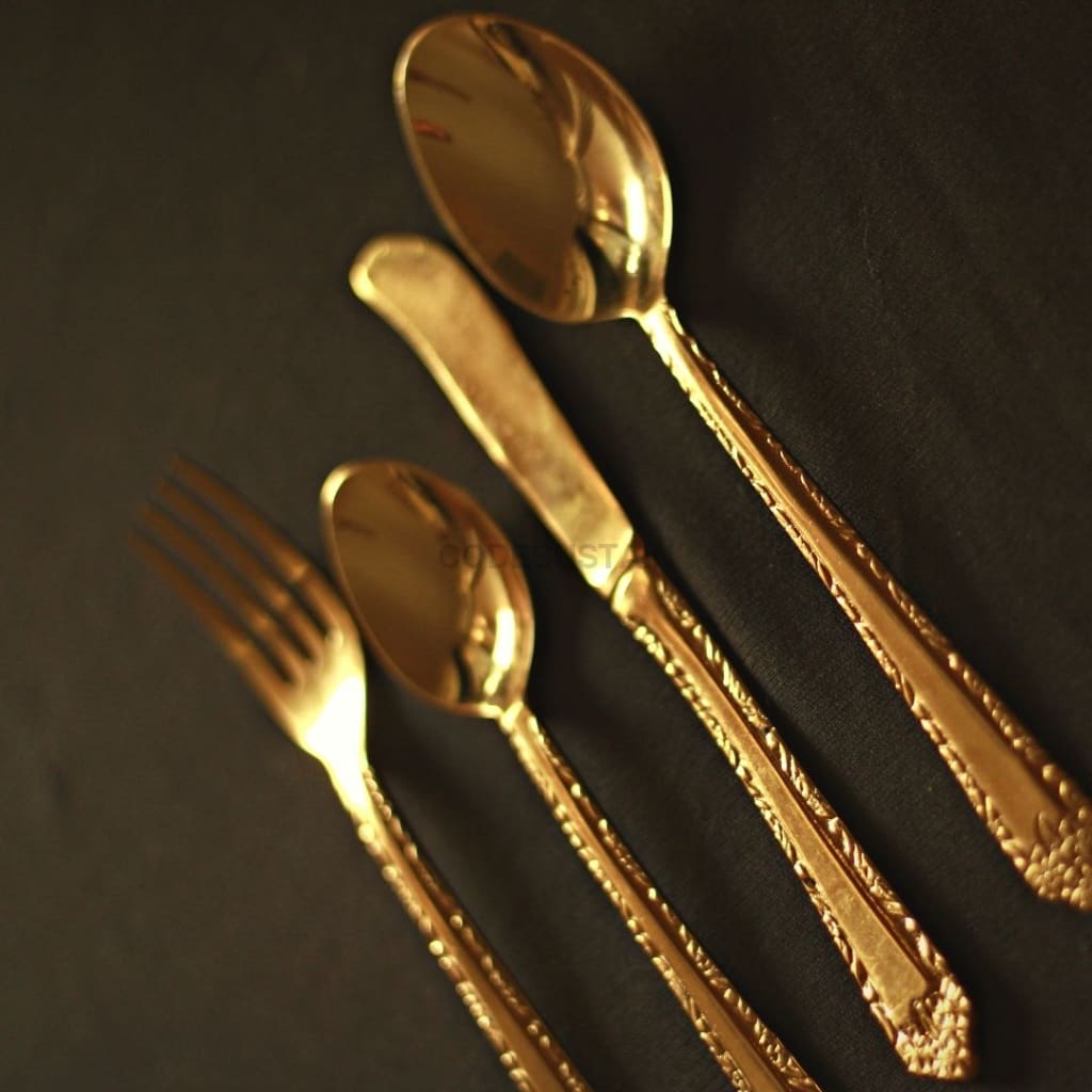 Artistic Brass Big Cutlery Set L 27 Pieces Set Serveware