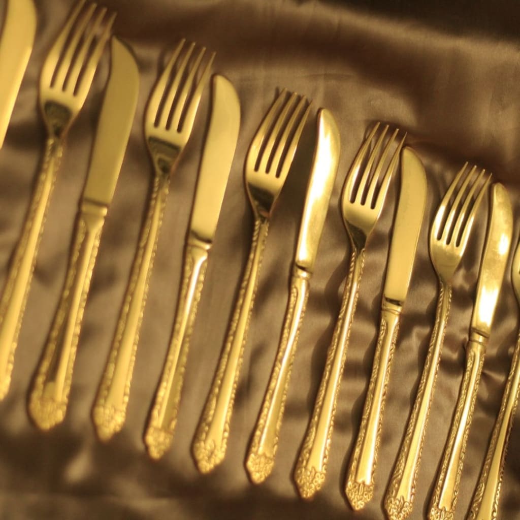Artistic Brass Big Cutlery Set L 27 Pieces Set Serveware