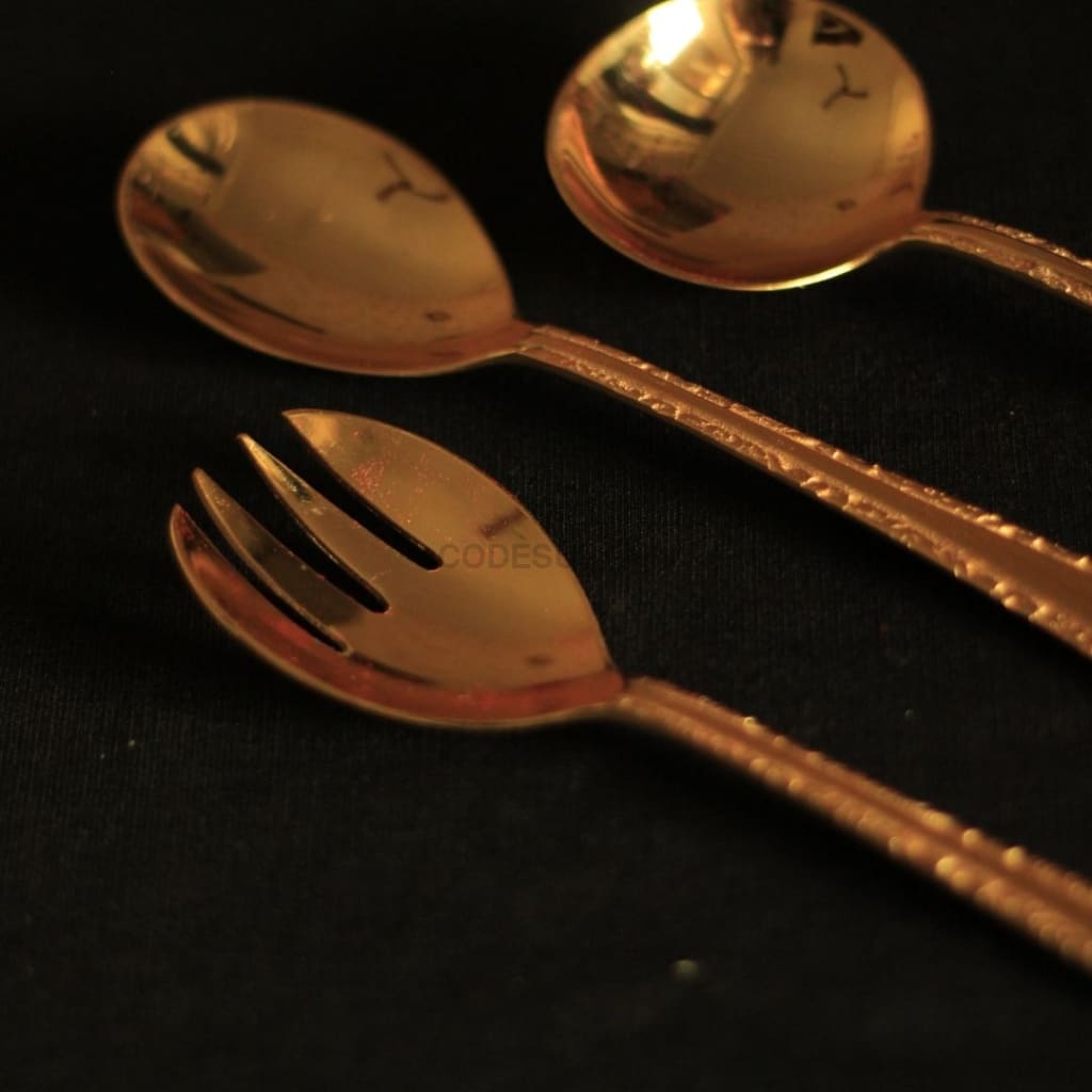 Artistic Brass Big Cutlery Set L 27 Pieces Set Serveware