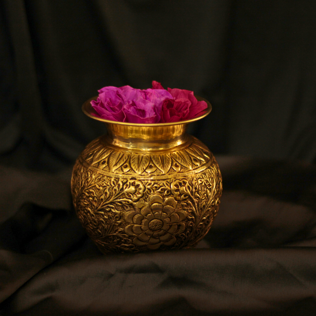 Auspicious Gold Brass Kalash - Elegance for Spiritual Spaces | Welcome Prosperity