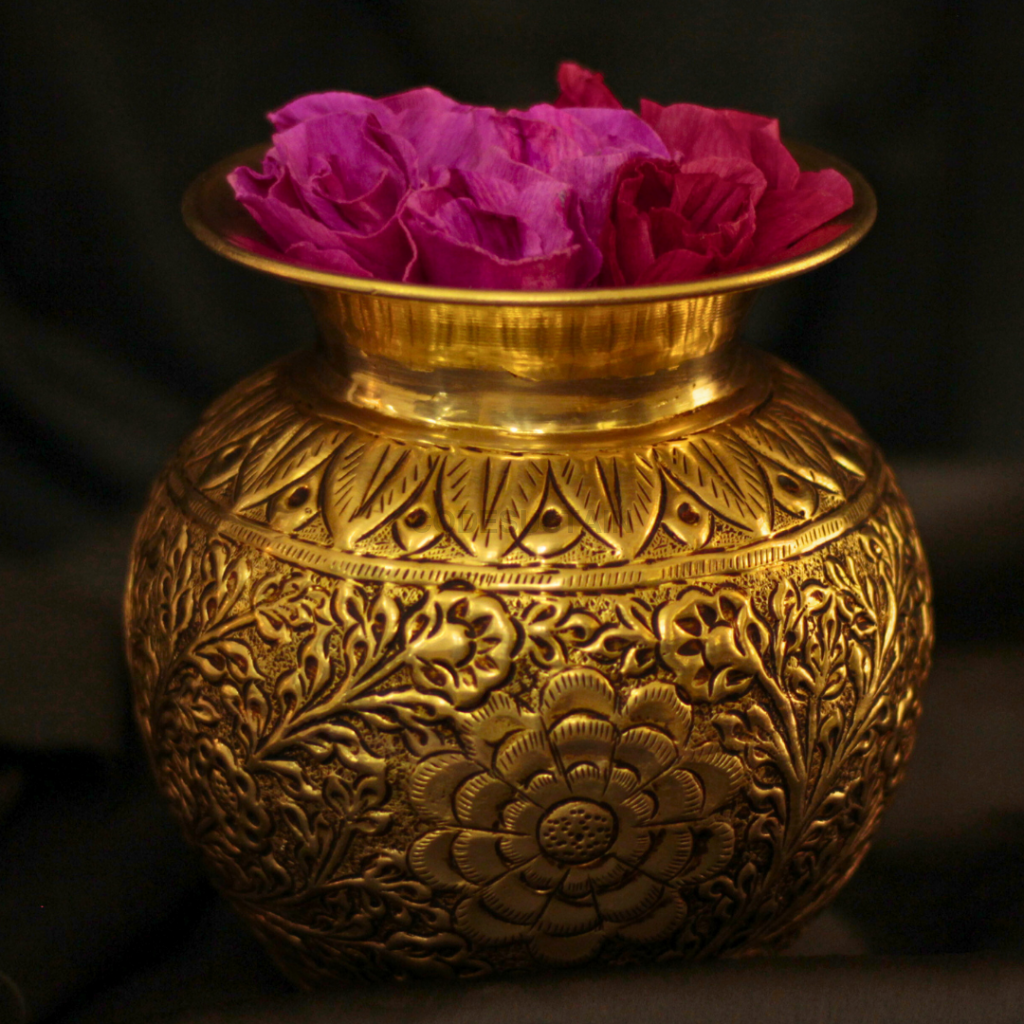 Auspicious Gold Brass Kalash - Elegance for Spiritual Spaces | Welcome Prosperity