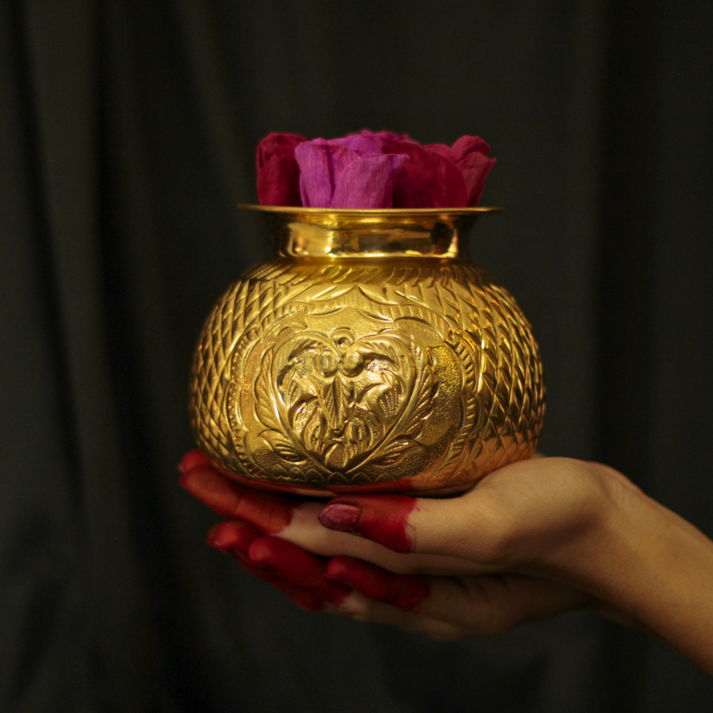 Auspicious Gold Brass Kalash - Elegance for Spiritual Spaces | Welcome Prosperity