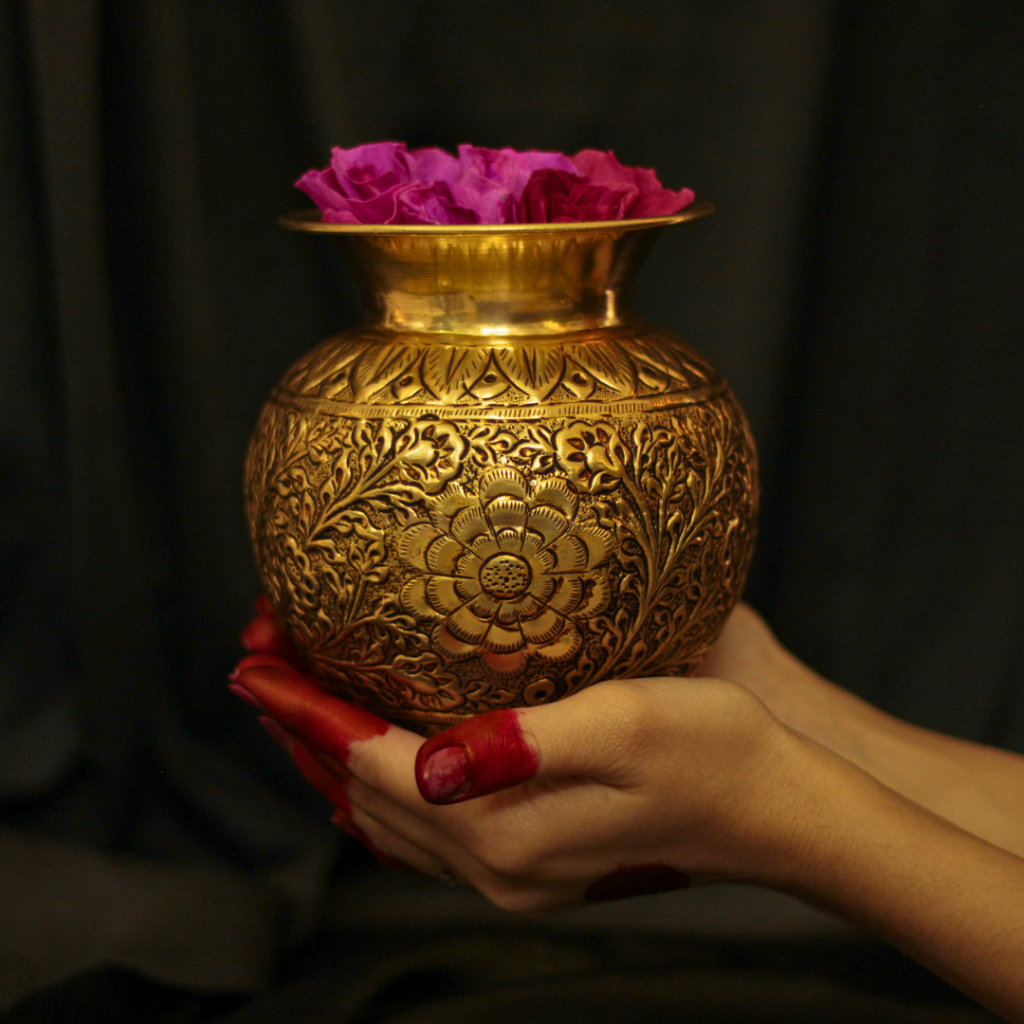 Auspicious Gold Brass Kalash - Elegance for Spiritual Spaces | Welcome Prosperity Large Kalash