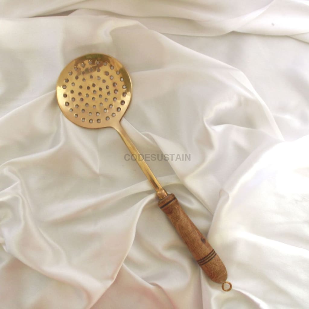Copy Of Ays Brass Cooking Ladles With Wooden Handles (Set 5)