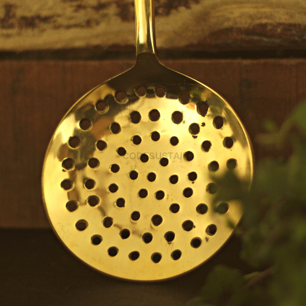 Brass Cooking Ladles | With Wooden Handles (Set Of 5)