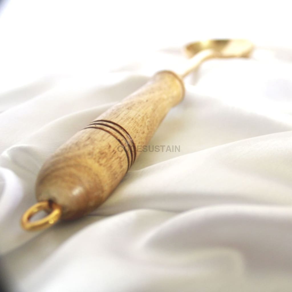 Copy Of Ays Brass Cooking Ladles With Wooden Handles (Set 5)