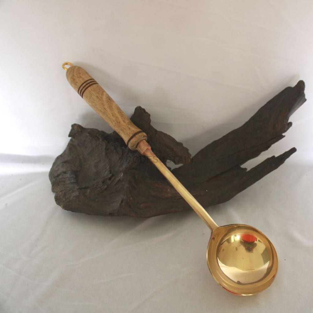 Copy Of Ays Brass Cooking Ladles With Wooden Handles (Set 5)
