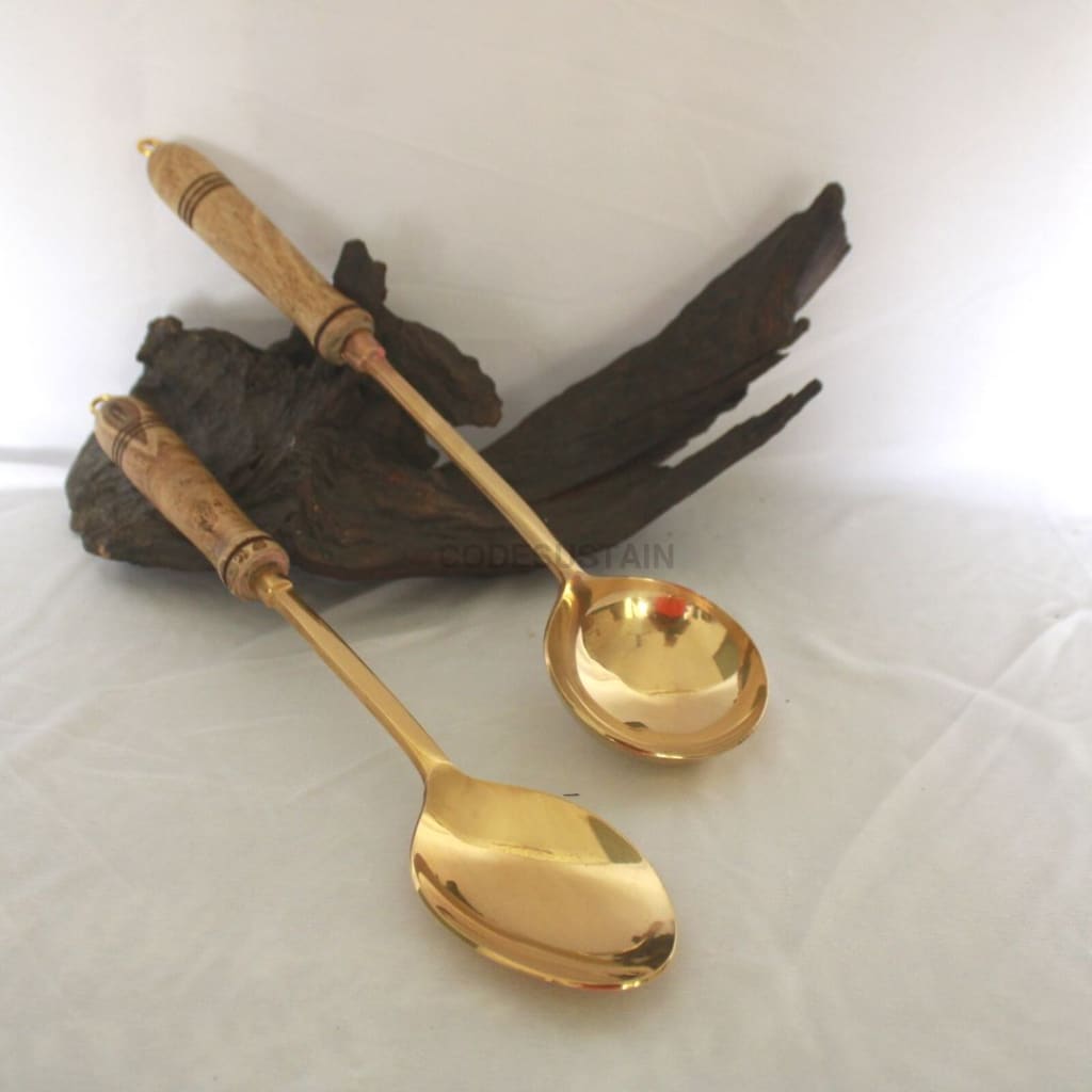 Copy Of Ays Brass Cooking Ladles With Wooden Handles (Set 5)