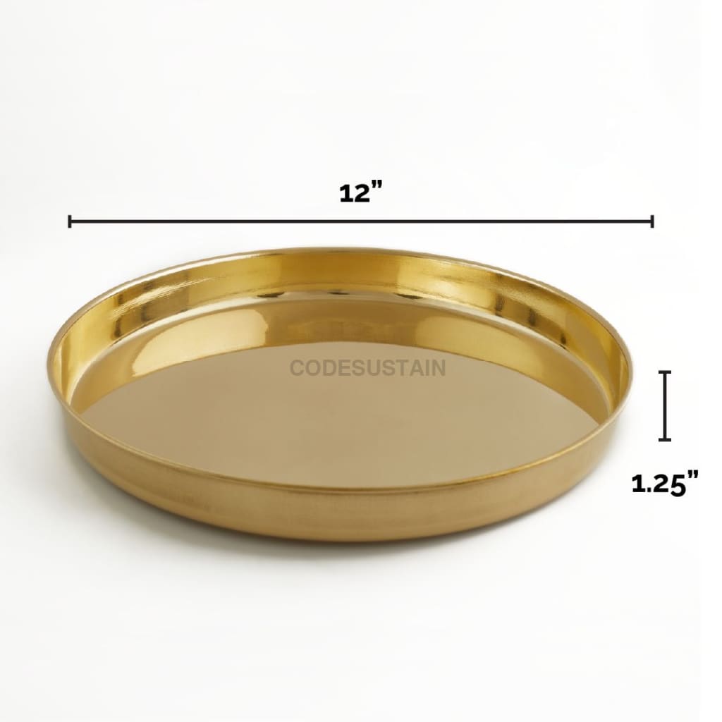 Ayās Rustic Brass Handmade Dinner Thali Set (7 piece) - Codesustain