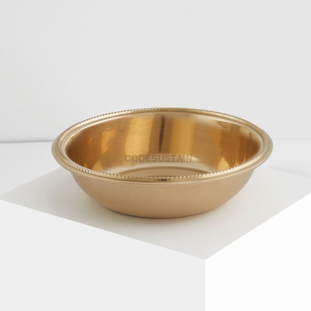 Ayās Rustic Brass Handmade Dinner Thali Set (7 piece) - Codesustain