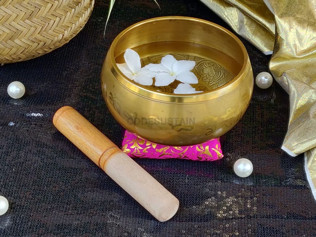 Limited Edition Buddhist Meditation Handcrafted Engraved Brass Singing Bowl - Codesustain