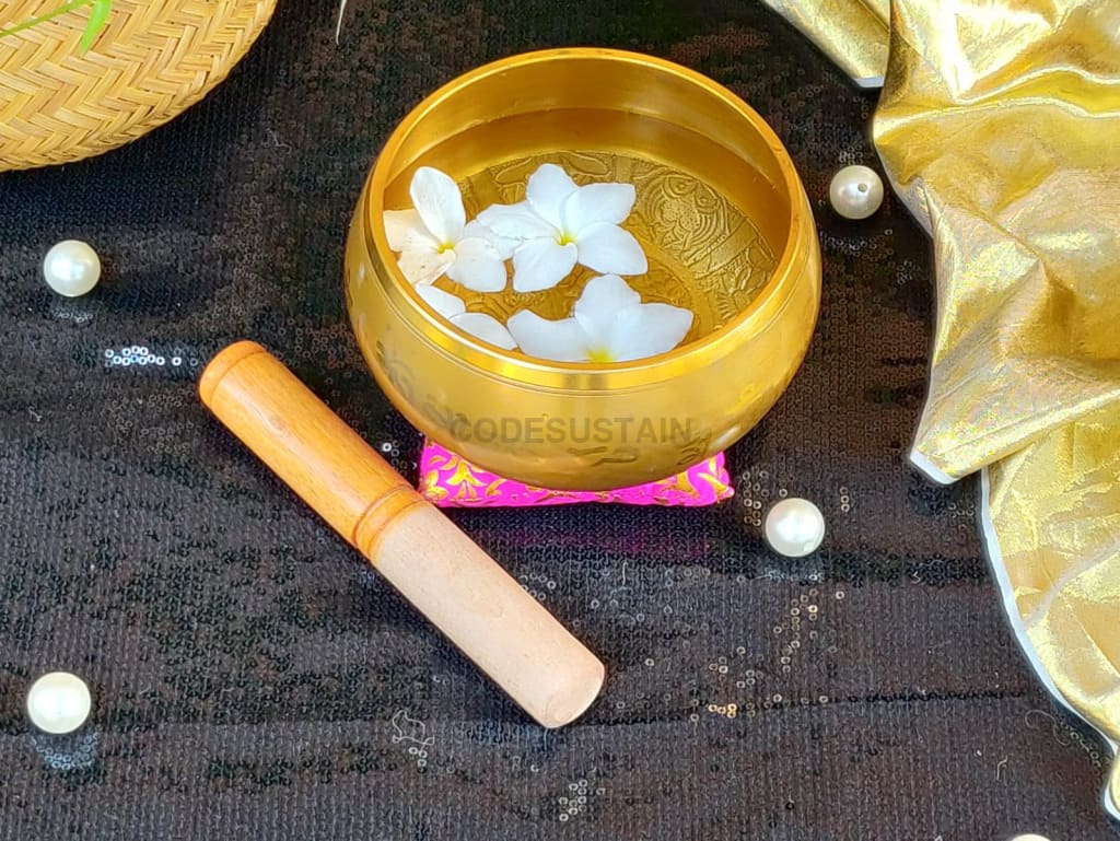 Limited Edition Buddhist Meditation Handcrafted Engraved Brass Singing Bowl - Codesustain