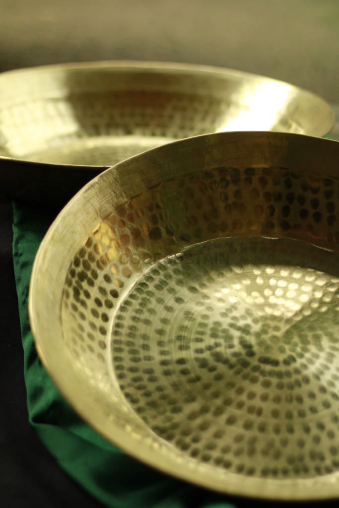 Buy Handmade Brass Paraat Online | Pital Dough Kneading Platter Kitchenware