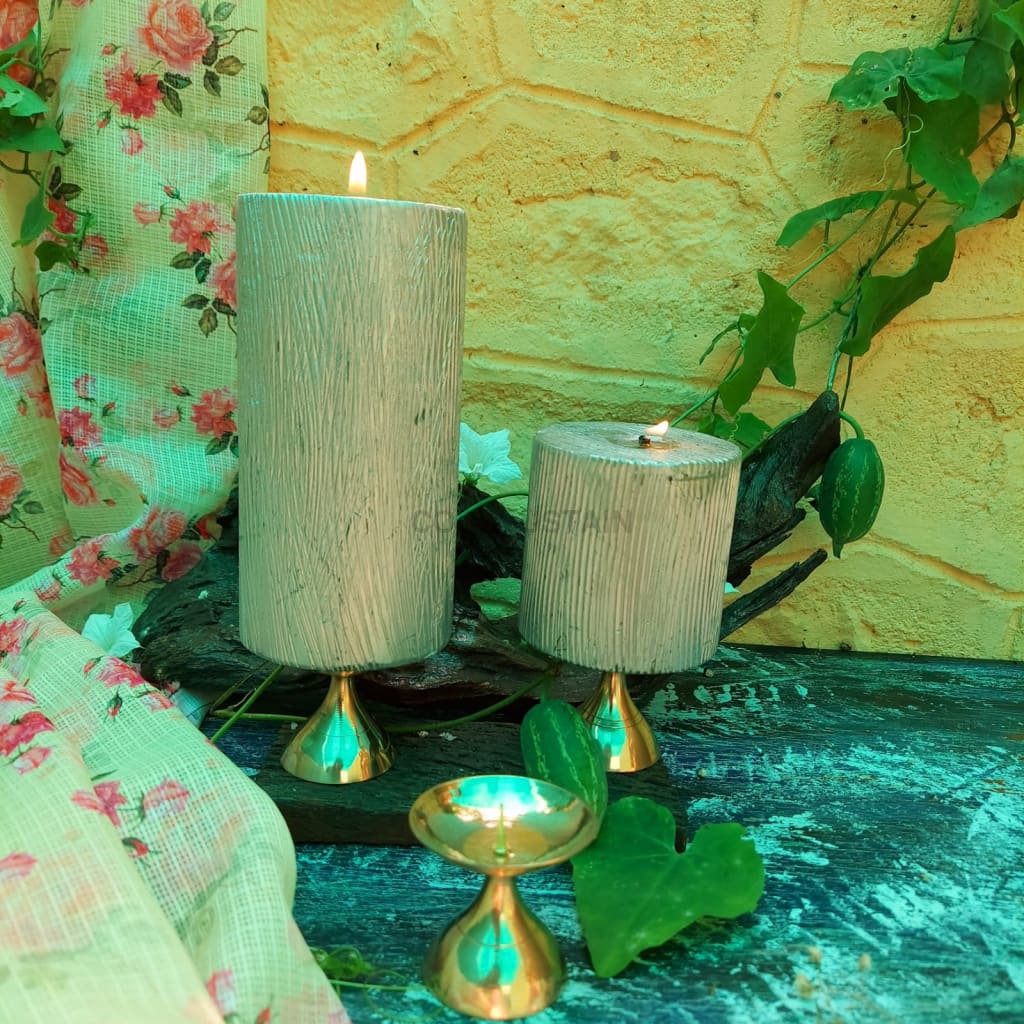 Vintage Brass Compact Candle Holders | Gold Taper Candlesticks |Tableware |Set of 2 - Codesustain