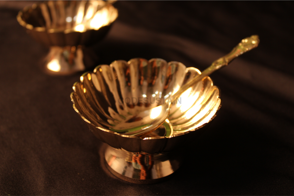 AyÄs Artistic Brass Sorbet Cups | Ice Cream Cups (Set of 2) - Codesustain