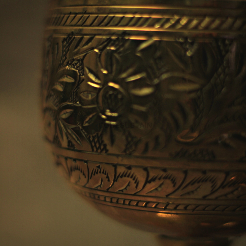 Brass Handmade Mortar And Pestle | KhalBatta | 4 inches Dia - Codesustain Ventuures Pvt Ltd