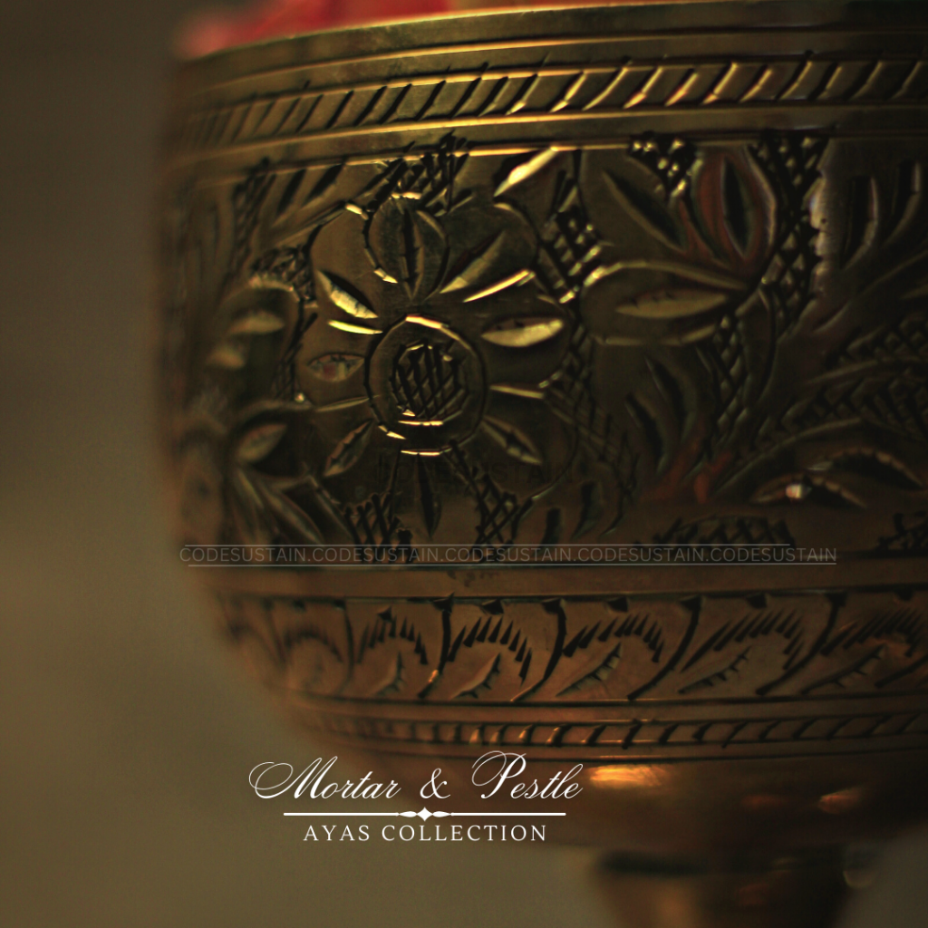 Brass Handmade Mortar And Pestle | KhalBatta | 4 inches Dia - Codesustain Ventuures Pvt Ltd