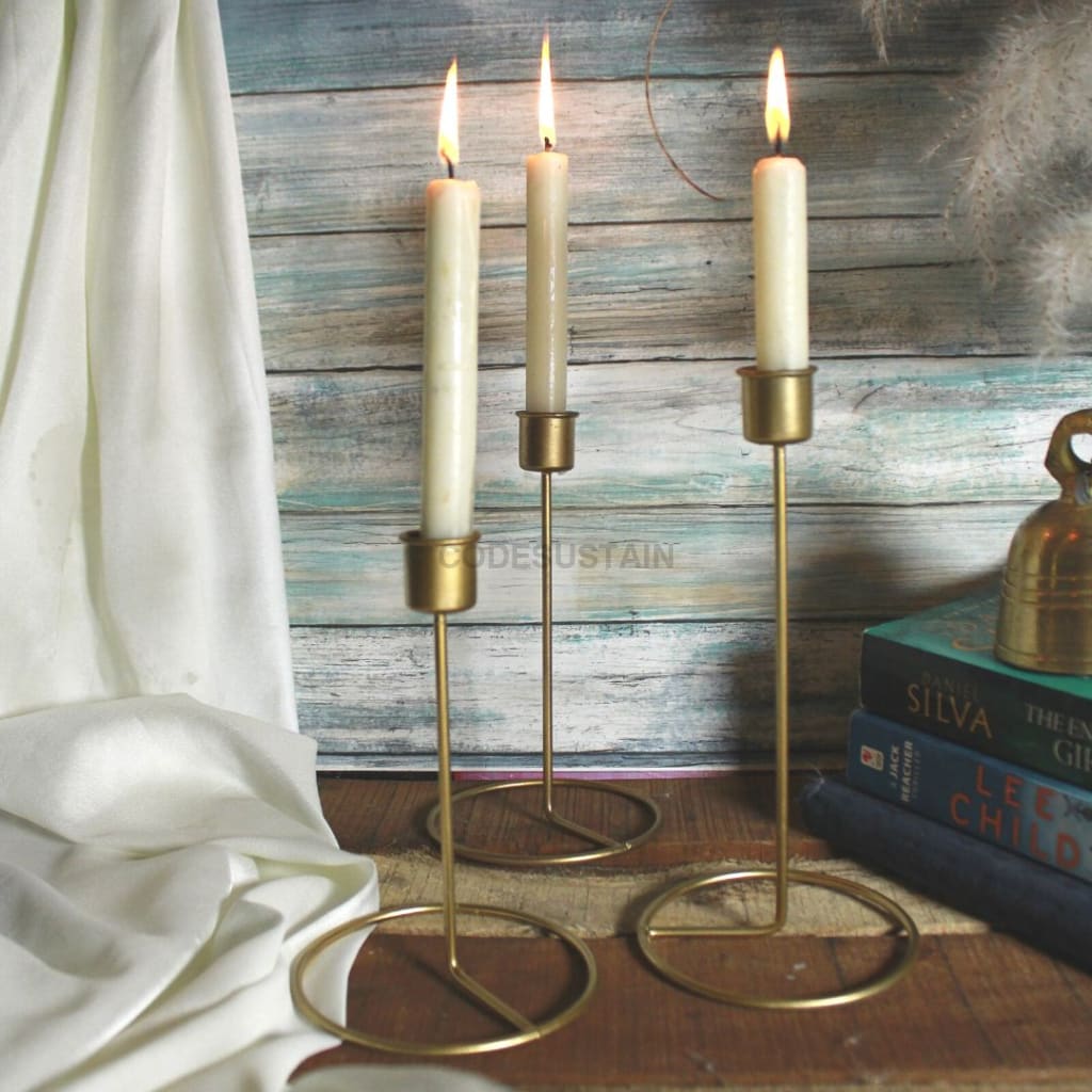 Vintage Metal Candle Holder - Set Of 3