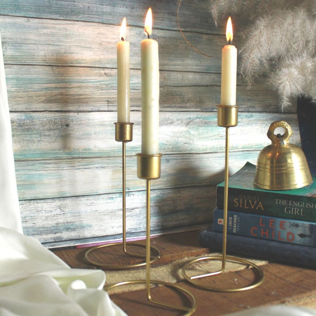 Vintage Metal Candle Holder - Set Of 3